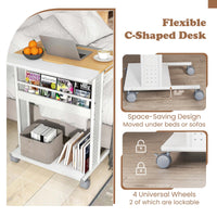 Tangkula Rolling Computer Desk Cart with Tilting Tabletop for Living Room Bedroom