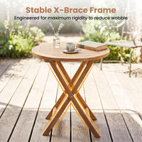 Tangkula 24” Round Solid Teak Outdoor Folding Bistro Table