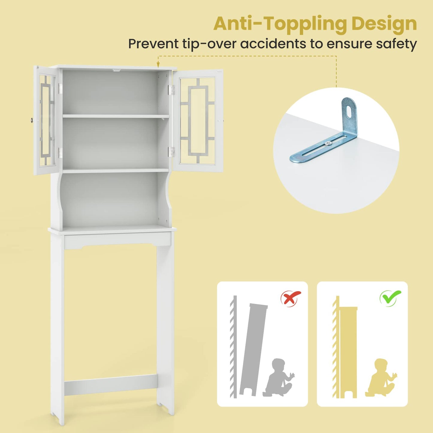 Tangkula Over The Toilet Storage Cabinet Freestanding Over Toilet Storage Rack