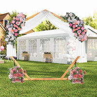 Tangkula 7FT Wedding Arch Heptagon Wooden Arch for Wedding Ceremony