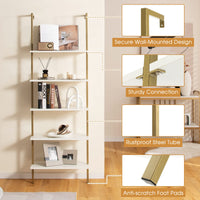 Tangkula 5-Tier Bookshelf Modern Wall Mounted Ladder Shelf
