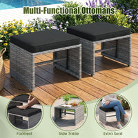 Tangkula Outdoor Loveseat with 2 Ottomans