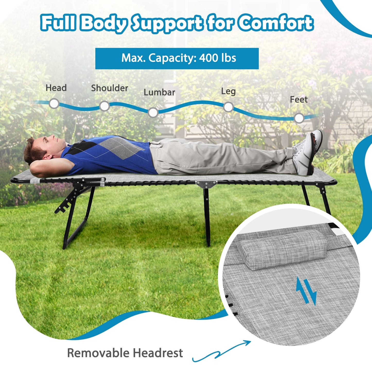 Tangkula Widen Folding Chaise Lounge Chair Set of 1/2