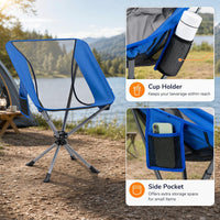 Tangkula 360° Swivel Portable Folding Camping Chair w/Carry Bag