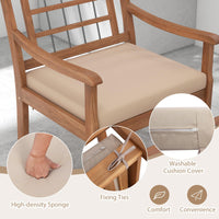 Tangkula 3 Piece Wood Patio Furniture Set, Outdoor Bistro Set w/Soft Seat Cushions