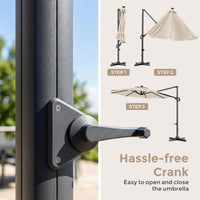 Tangkula 10 FT Solar Patio Umbrella with Base Included Cantilever Offset Outdoor Umbrella