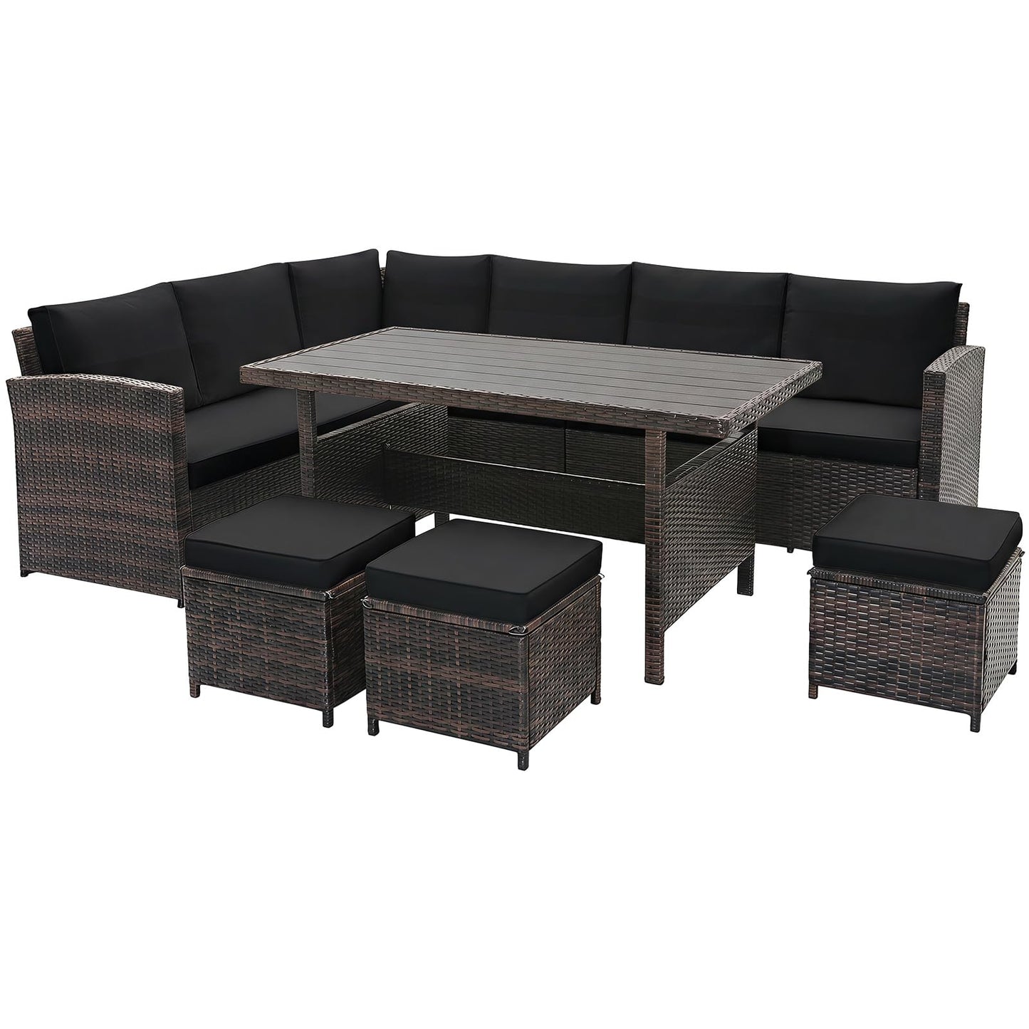 Tangkula 7 Pieces Wicker Patio Furniture Set for Backyard Garden Poolside