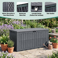 Tangkula 100/120/180 Gallon Waterproof Outdoor Storage Box with Lockable Lid