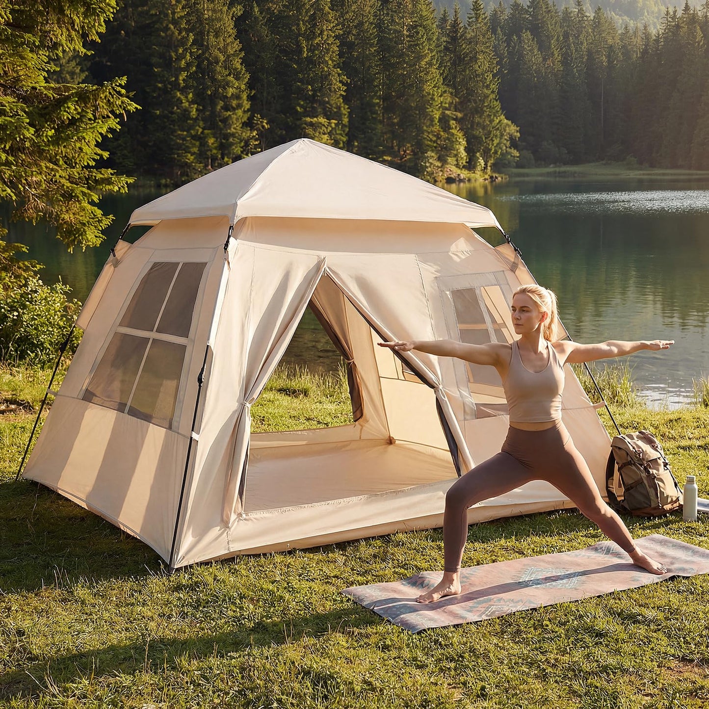 Tangkula 4 Person Camping Tent with Removable Rainfly