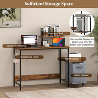 Computer Desk with Reversible Fabric Drawer & Moveable Shelf