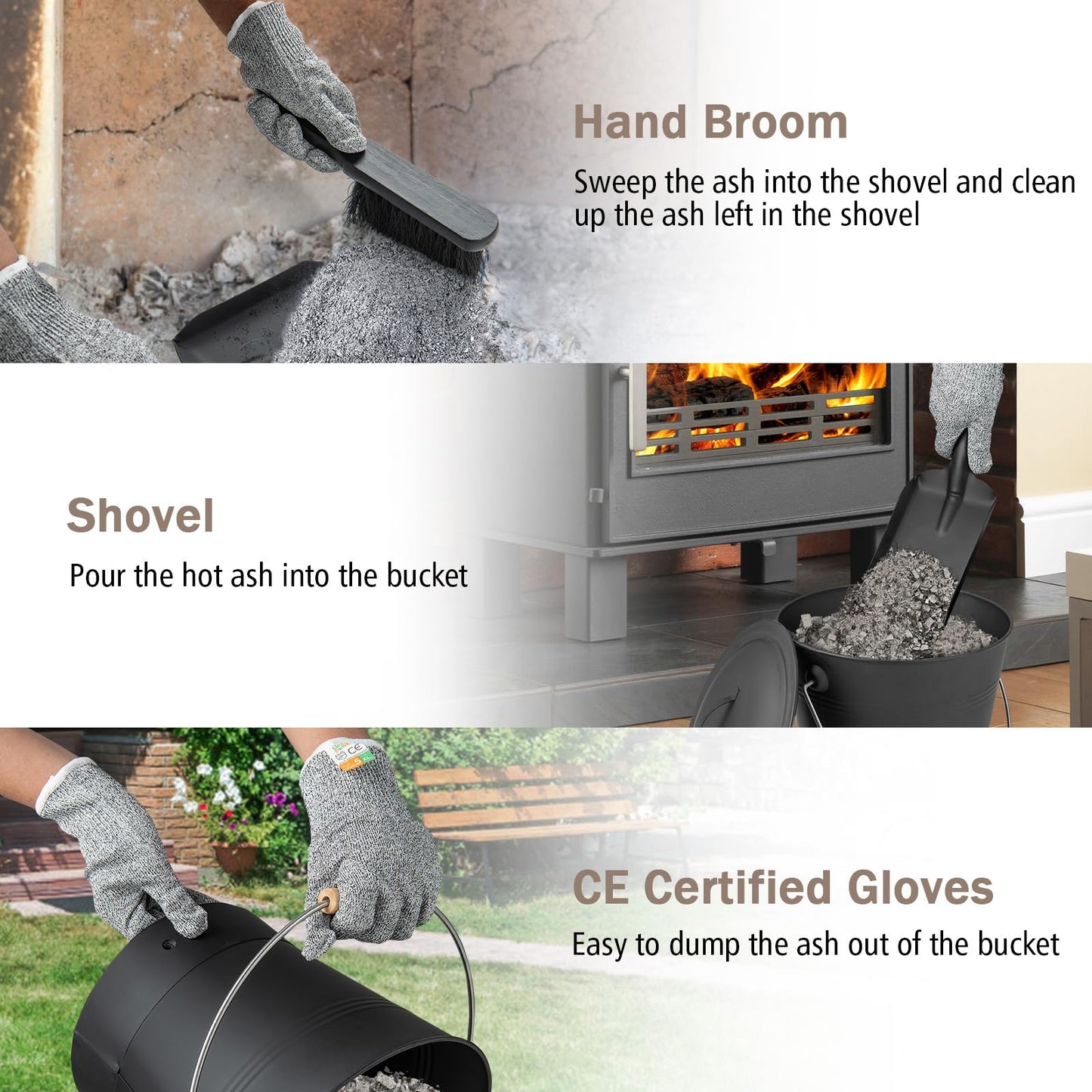 Tangkula 2 Gallon Metal Fireplace Bucket with Handle