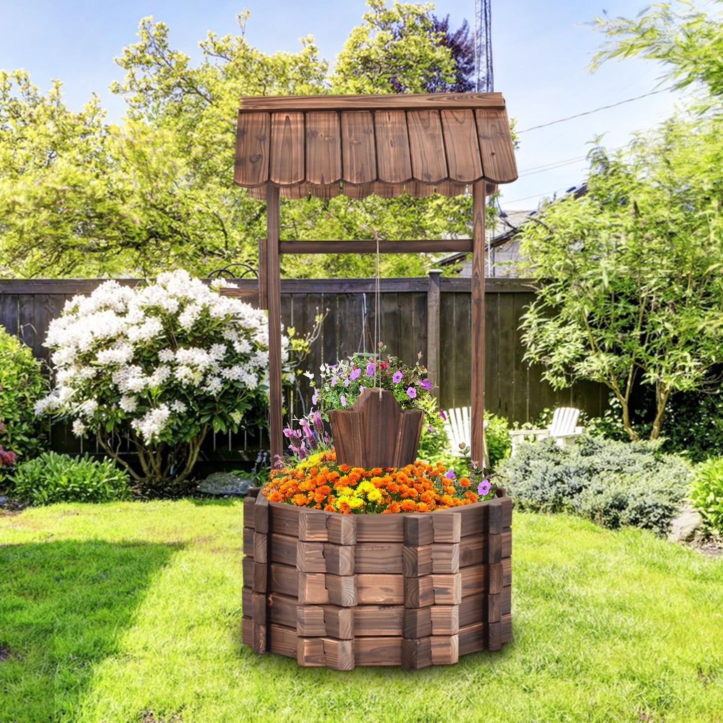Jardinière décorative en forme de puits Tangkula pour l'extérieur (22" x 22" x 45")