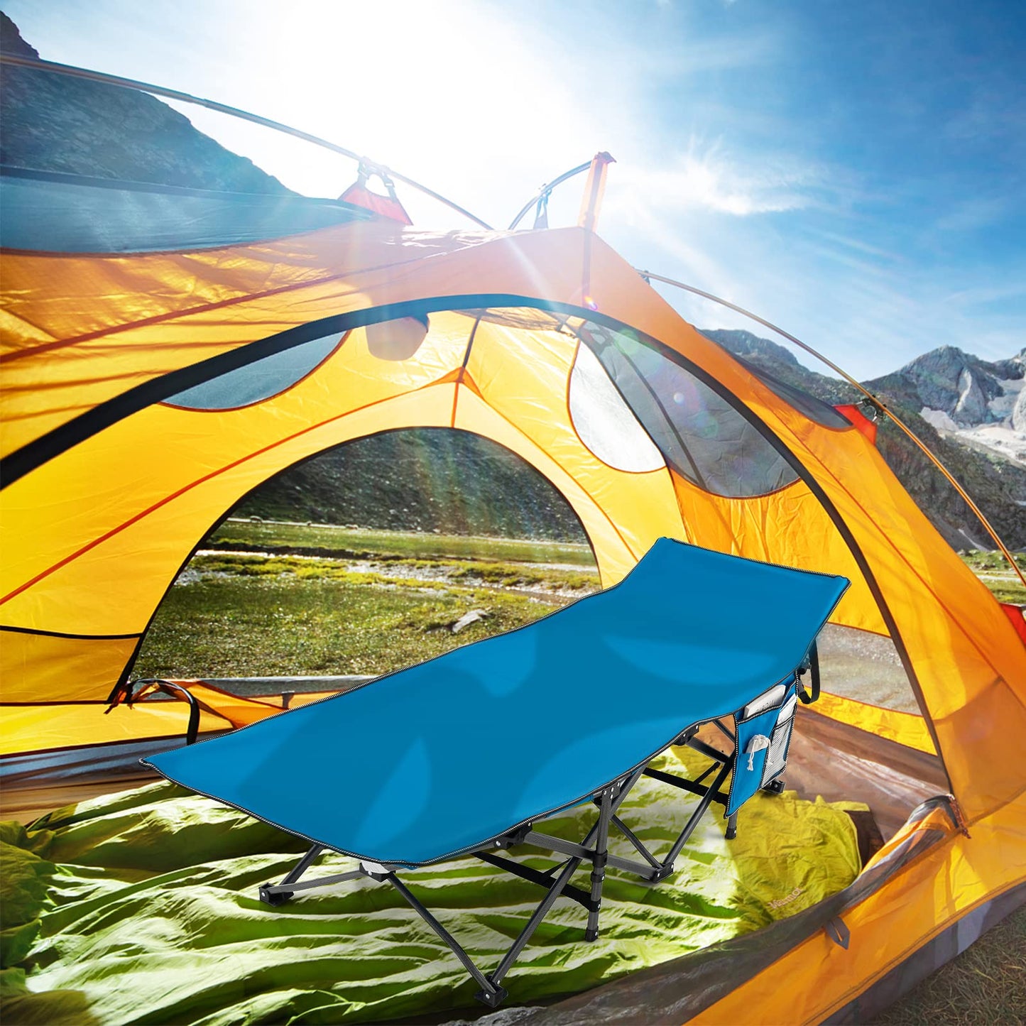 Tangkula Foldable Camping Cot, Portable Sleeping Cot with Carrying Bag