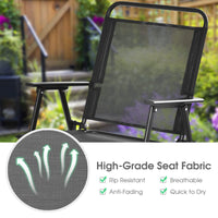 Tangkula Outdoor Folding Chairs Set of 2, Patio Dining Chairs with Breathable Seat & Cozy Armrests