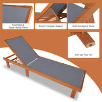 Tangkula Wood Lounge Chair Outdoor for Poolside Lawn Backyard