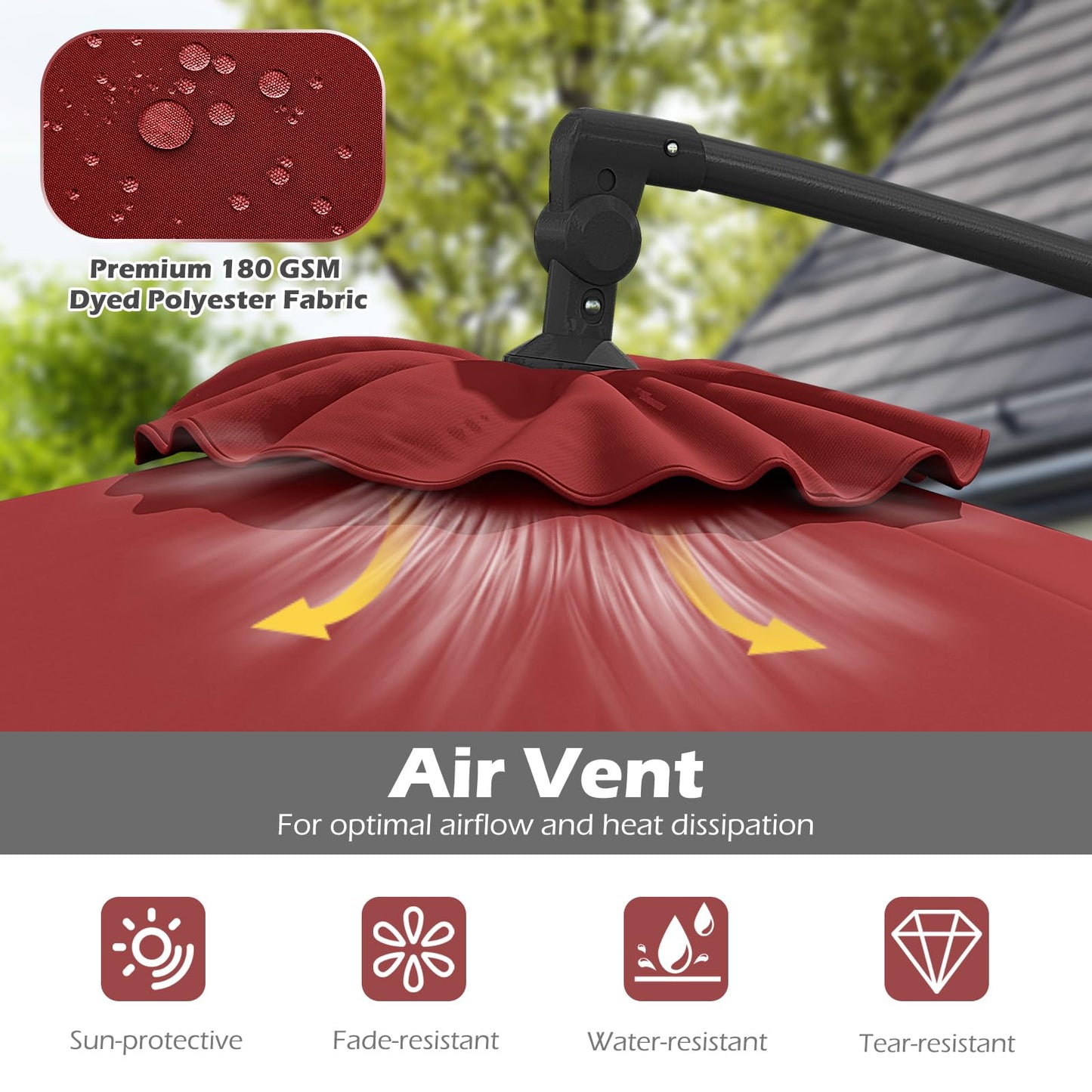 Tangkula 10ft Solar LED Patio Umbrella with Base