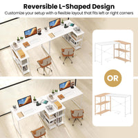 Tangkula L-Shaped Computer Desk with Reversible Shelves