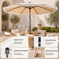 Tangkula 10 FT Solar Patio Umbrella with Fringe
