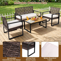 Tangkula 4-Piece Patio Conversation Set w/2 Single Chairs