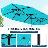 Tangkula 13FT Double-sided Patio Umbrella with Solar Lights
