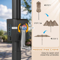 Tangkula 13 Ft Solar Patio Umbrella with Multi-Colored Flowing LED Lights