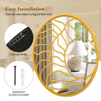 Tangkula 31.5" Large Round Wall Decorative Mirror with Irregular Frame