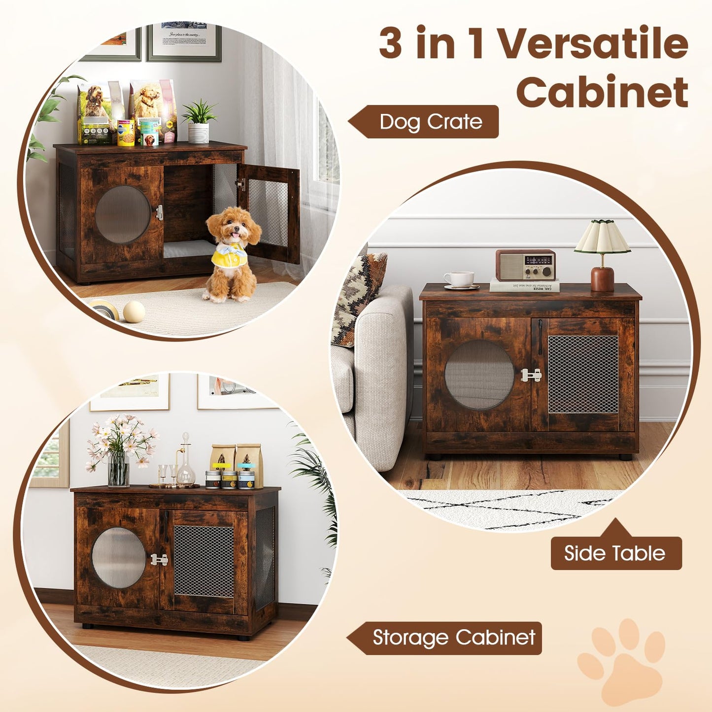 Meuble cage pour chien Tangkula avec parois latérales en maille métallique
