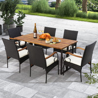 Ensemble de 2 chaises de jardin en rotin PE avec coussins souples zippés, cadre en métal robuste et osier toutes saisons