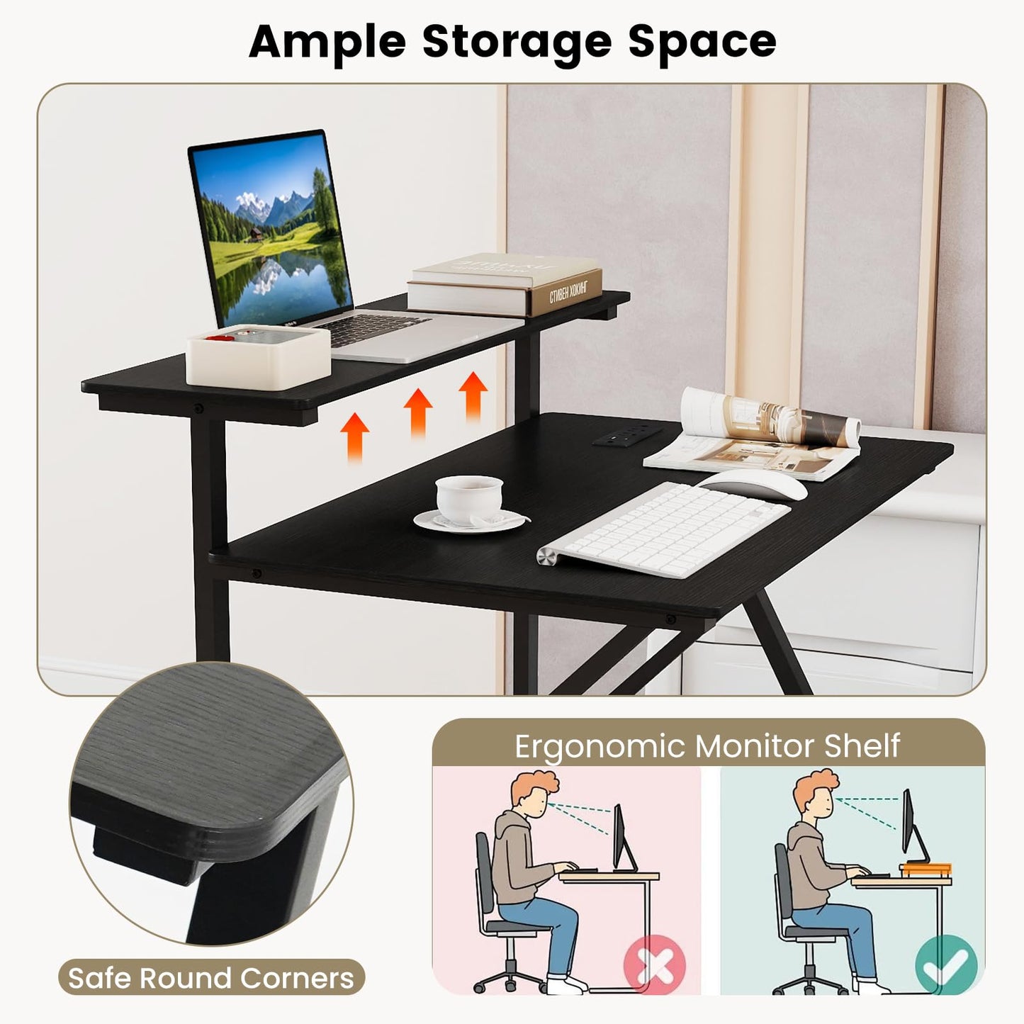 Bureau mobile portable pour ordinateur portable et écran 32" Tangkula