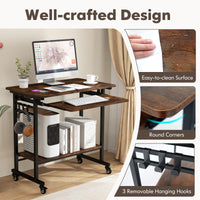Tangkula Rolling Computer Desk Cart with Keyboard Tray