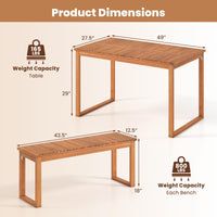 Tangkula 3 Pieces Patio Wooden Dining Set