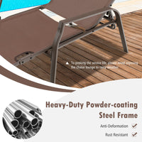 Tangkula 2 Piece Patio Adjustable Folding Stackable Chaise Lounge W/ 5-Position Backrest (Brown)