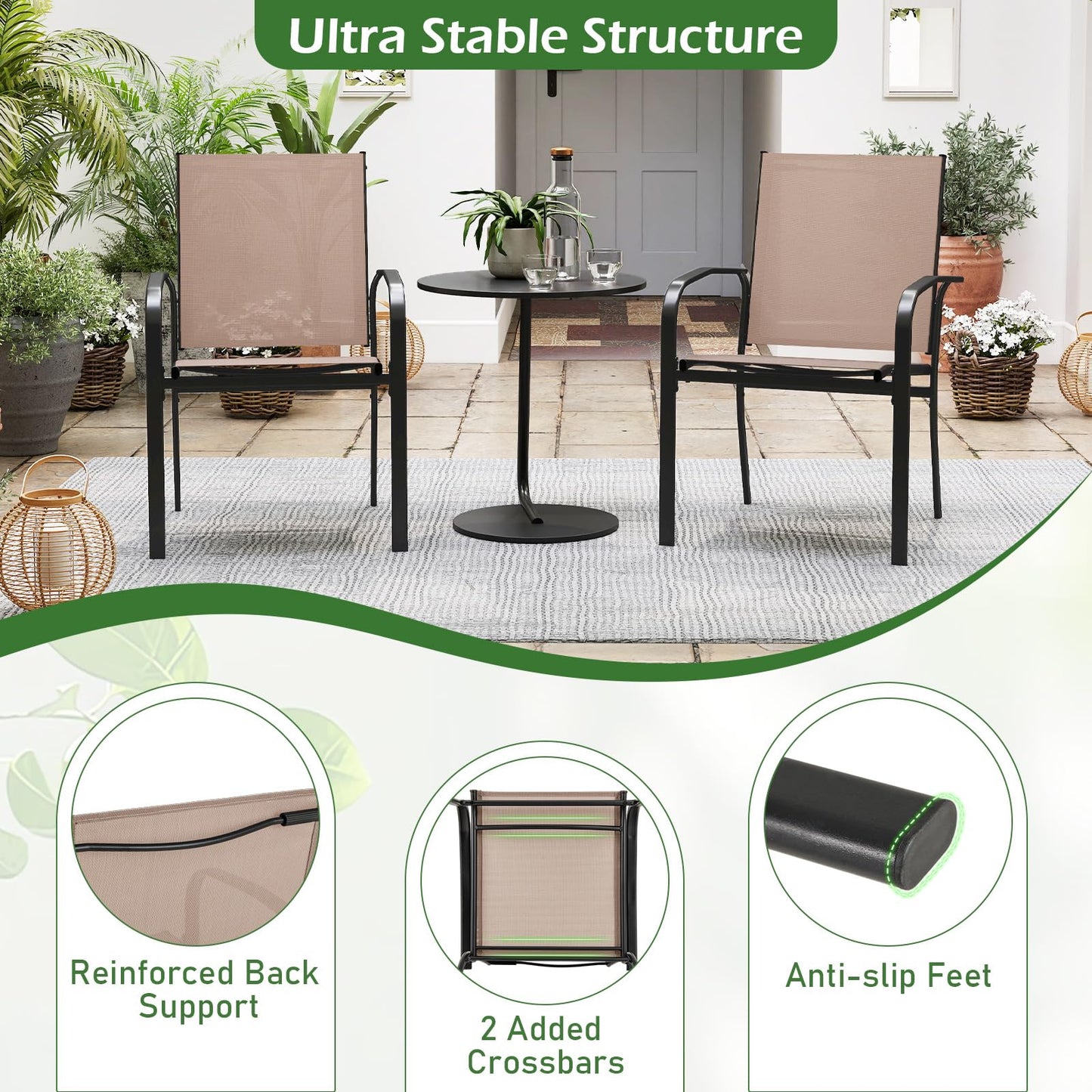 Tangkula Outdoor Dining Chairs Set