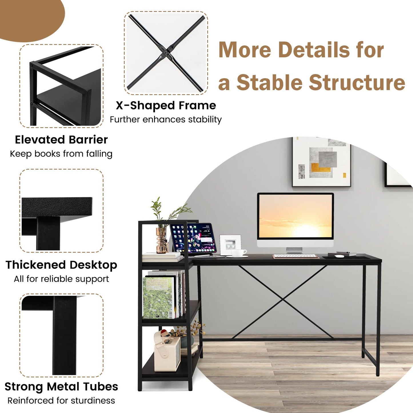 Tangkula Reversible L-Shaped Computer Desk