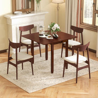 Tangkula 40" Foldable Dining Table w/Solid Rubber Wood Legs