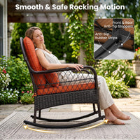 Tangkula Outdoor Wicker Rocking Chair w/Soft Cushions