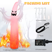 Tangkula 12 FT Halloween Inflatable Ghost W/ Rotating Flame LED Lights, Air Blower, Stake, Sandbag