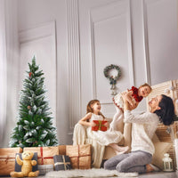 TANGKULA Artificial Pencil Christmas Tree with Pine Cones and Metal Stand