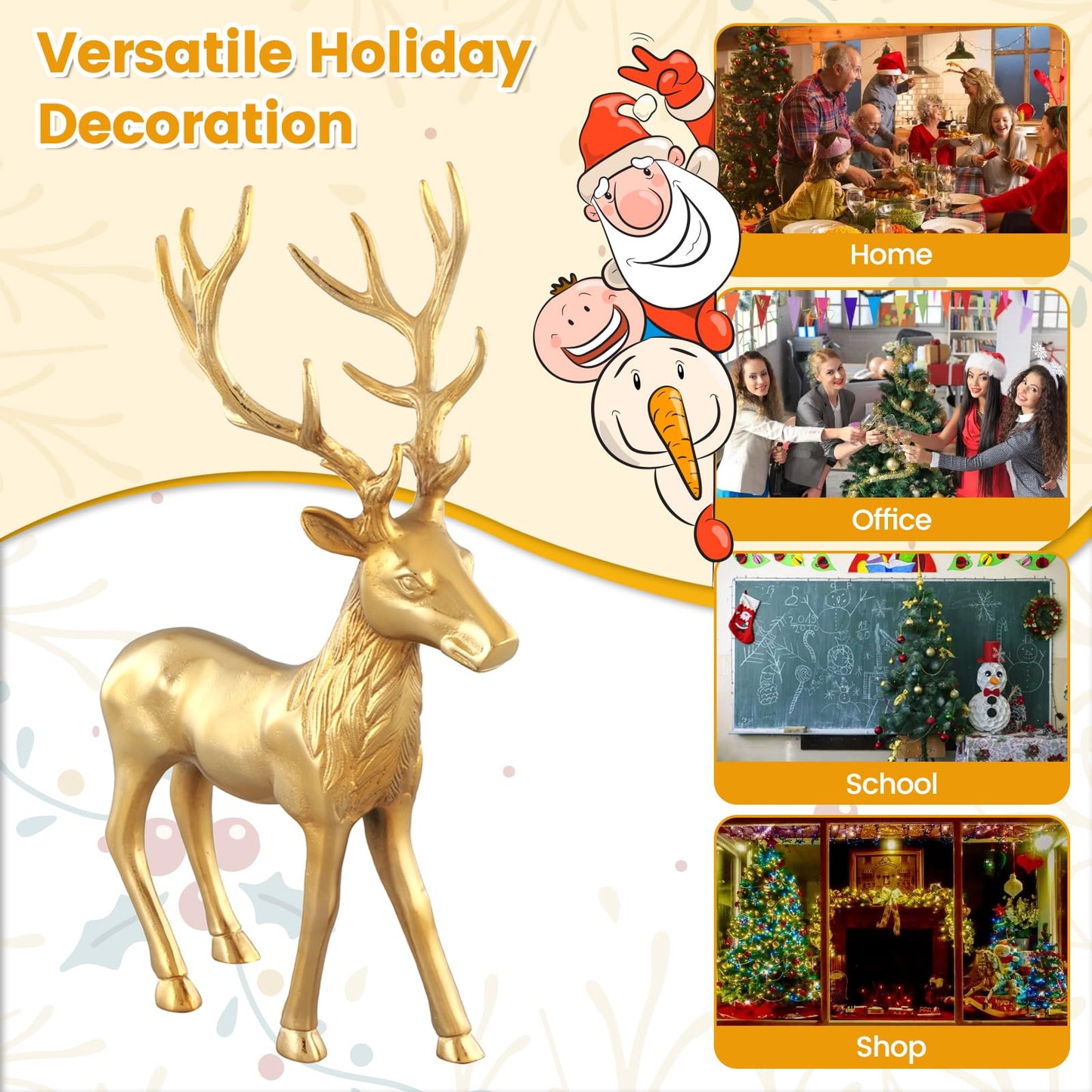 Tangkula Standing Reindeer Statue, Aluminum Deer Sculpture for Indoors, Christmas Reindeer Decor Statue for Home Office Shop School