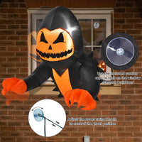 Tangkula 3.3 FT Halloween Inflatable Pumpkin Head Ghost Broke Out from Window