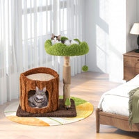 Arbre à chat en bois massif Tangkula avec poteau et tapis à griffer en jute