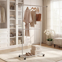 Tangkula Double Rolling Clothes Rack with Wheels
