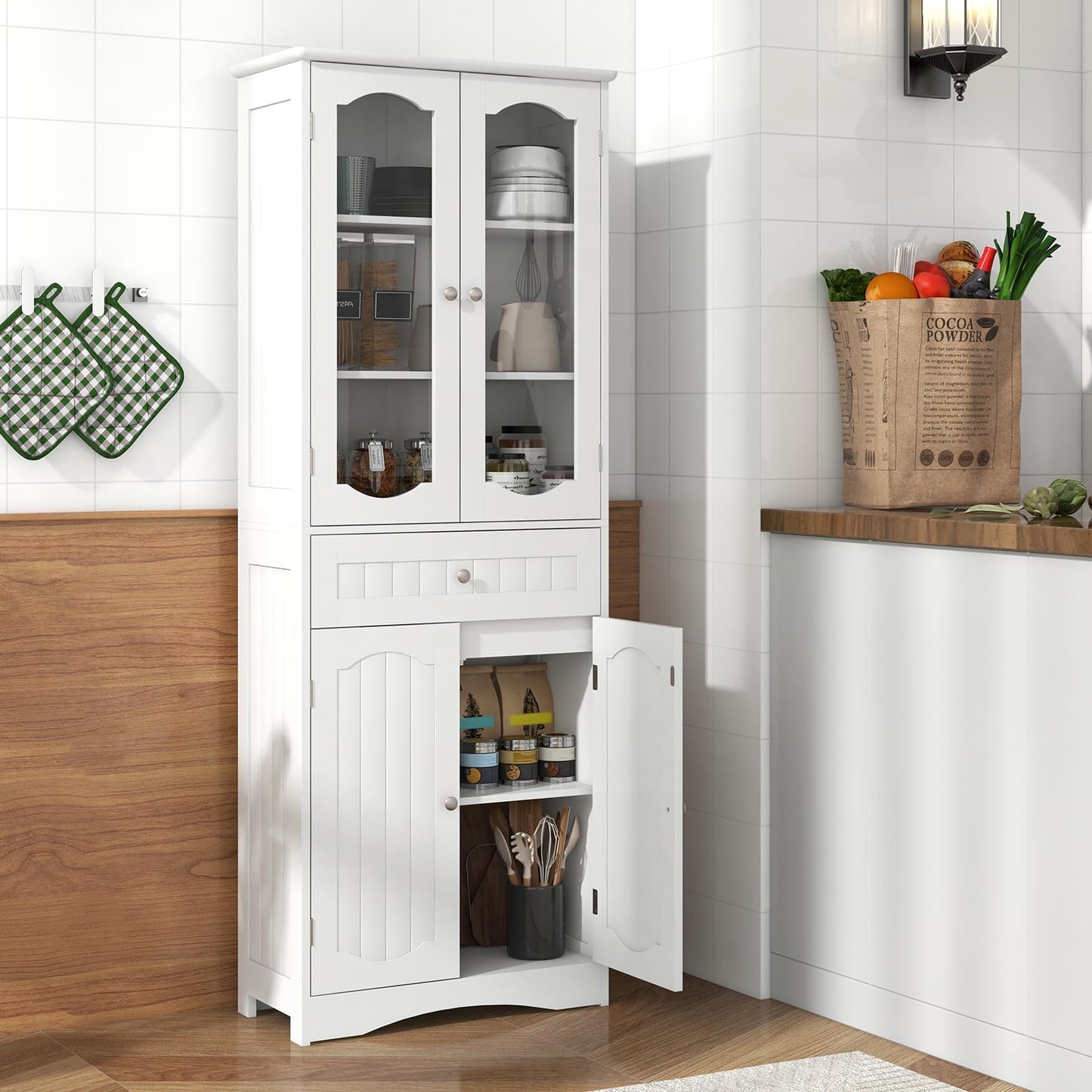 Tangkula 63" Tall Bathroom Storage Cabinet