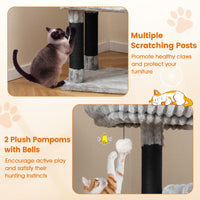 Tangkula 62 Inch Tall Carpet Cat Tree with Scratching Posts 2 Condos 2 Perch Beds