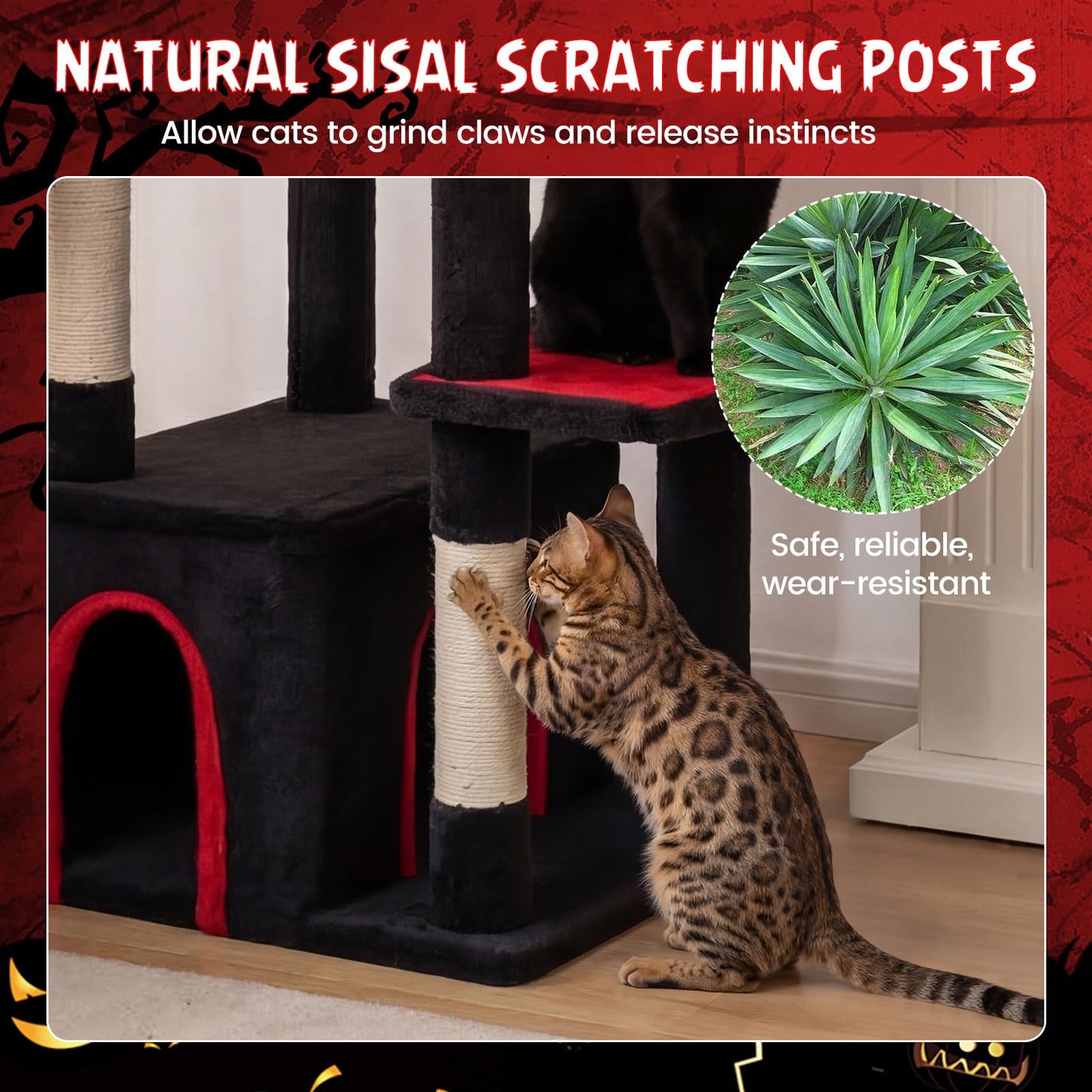 Tangkula 63 Inch Gothic Cat Tree for Indoor Large Cats 20+ LBS