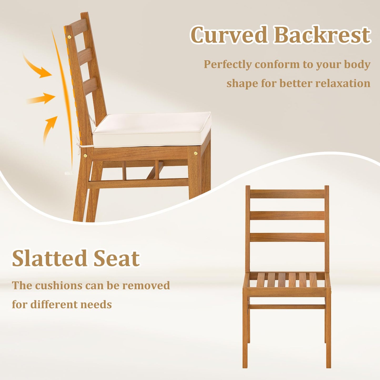 Tangkula Wood Patio Chair Set of 2/4 for Indoor Porch Garden Deck Pool Balcony