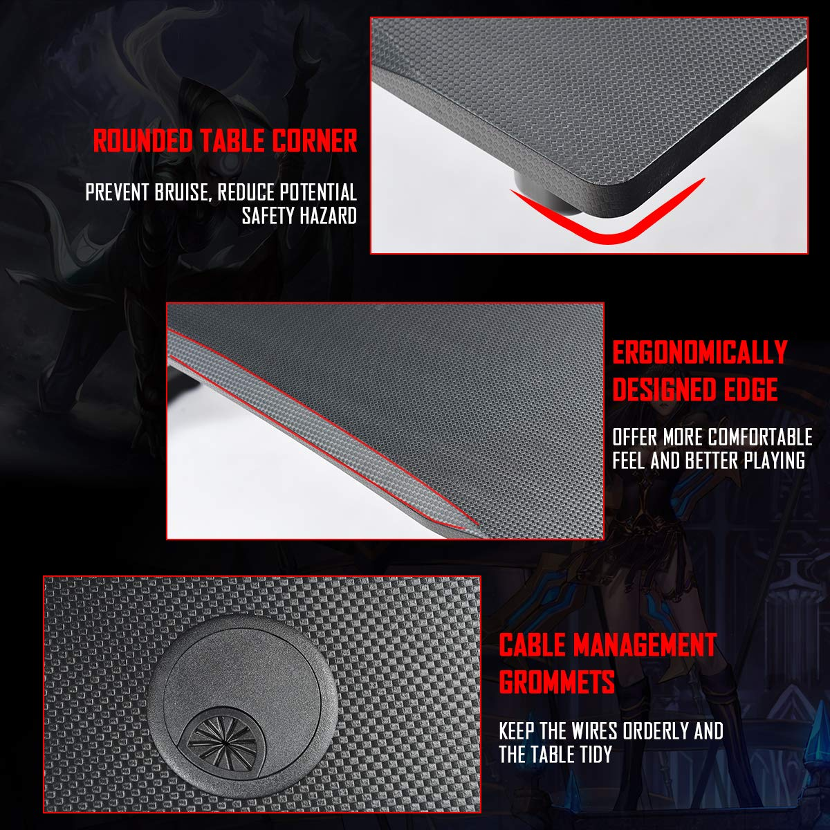 Tangkula Gaming Desk, Z Shaped Ergonomic Gaming Computer Desk