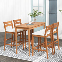 Tangkula Outdoor Eucalyptus Wood Bar Table