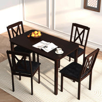 Tangkula 47" Dining Table Set for 4 Farmhouse Solid Wood Dinette Set