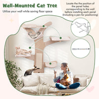 Meuble Arbre à Chat Mural Tangkula avec 4 Plateformes Rembourrées
